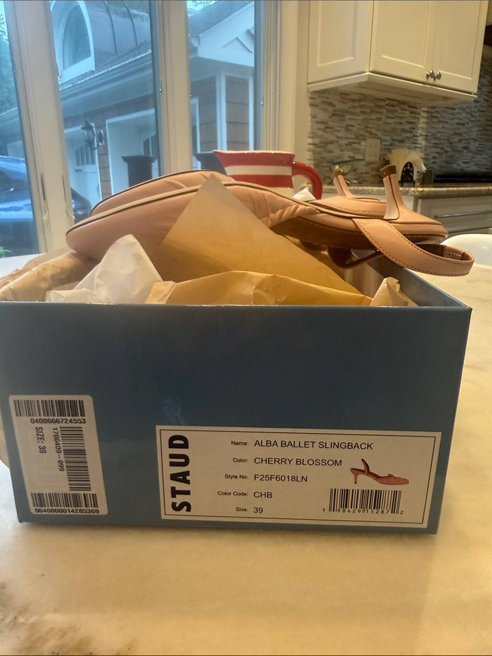 NIB STAUD Alba Blush Pink Ballet Slingback Kitten Heel - Picture 8 of 8